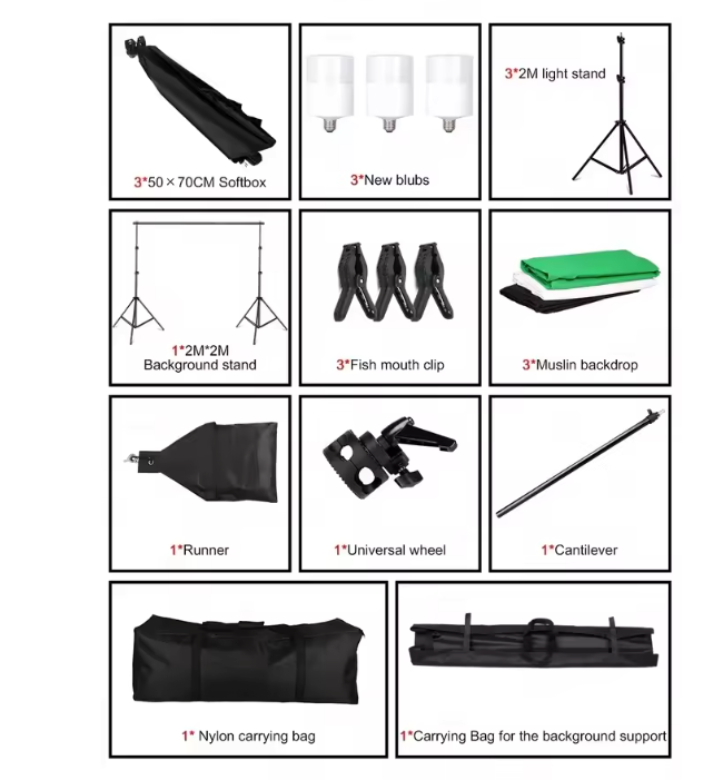 Complete Fotostudio Set – Softbox, Achtergrond Systeem en Verlichting Kit
