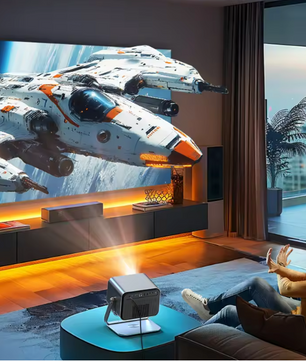 4K Projector met Android TV – Full HD, WiFi 6 en Autofocus met Stand