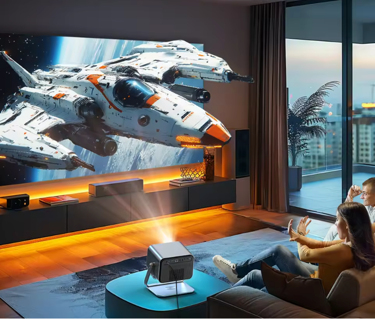 4K Projector met Android TV – Full HD, WiFi 6 en Autofocus met Stand