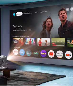 4K Projector met Android TV – Full HD, WiFi 6 en Autofocus met Stand