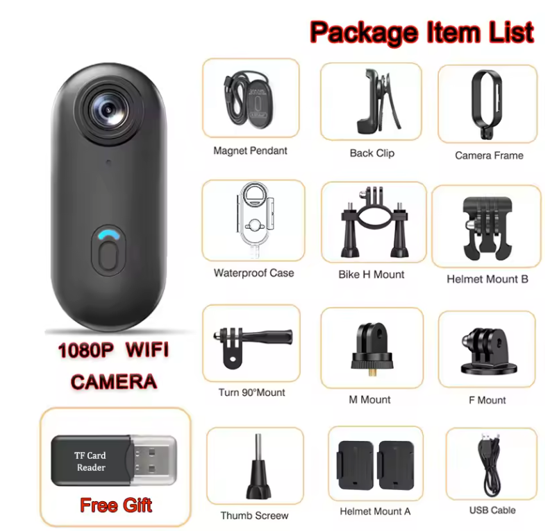 Mini Action Camera 1080P – Draagbare Bodycam met WiFi en Clip