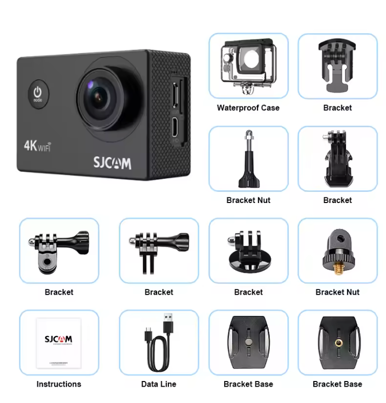 4K Action Camera – 30M Waterdicht met WiFi en 170° Groothoek