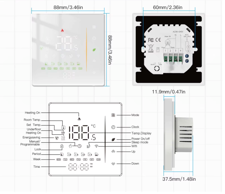 Smart Thermostaat WiFi – Vloerverwarming en CV met App en Voice