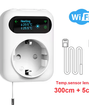 WiFi Thermostaat Stopcontact 16A – Slimme Temperatuur Controller met Sensor