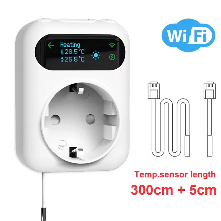 WiFi Thermostaat Stopcontact 16A – Slimme Temperatuur Controller met Sensor