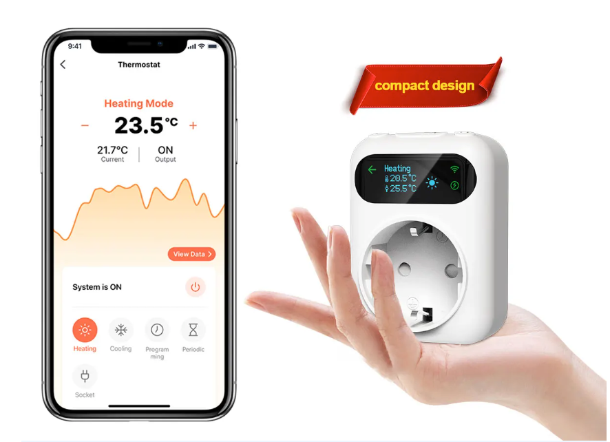 WiFi Thermostaat Stopcontact 16A – Slimme Temperatuur Controller met Sensor