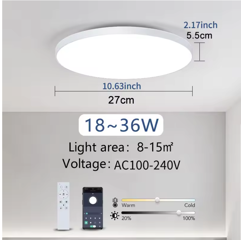Smart LED Plafondlamp – Dimbaar met Afstandsbediening