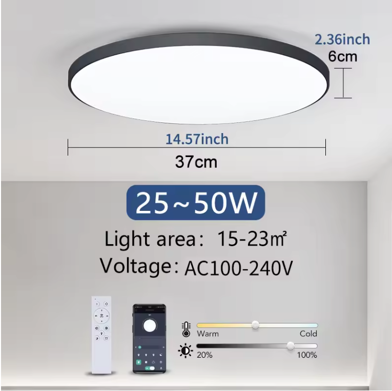 Smart LED Plafondlamp – Dimbaar met Afstandsbediening
