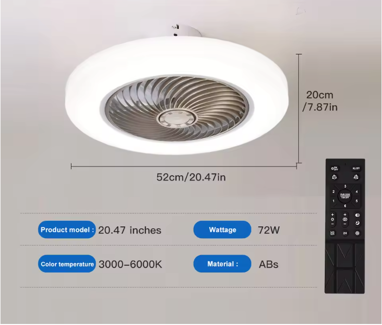 Plafondventilator met LED Lamp – Stil en Afstandsbediening