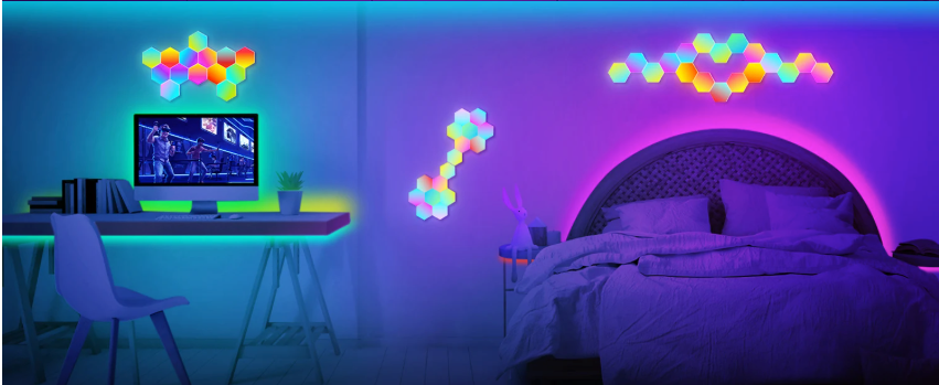 RGB Smart Hexagon Wandlamp – DIY LED Verlichting met App