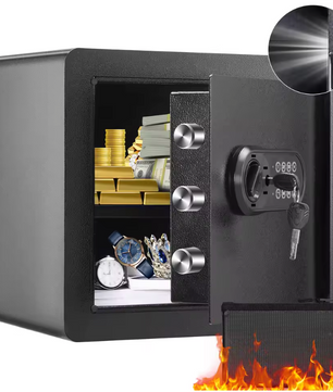 Elektronische Kluis met Digitale Code en Sleutel – Veilig voor Geld, Sieraden en Documenten