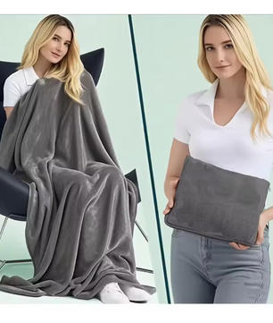 2-in-1 Reisdeken en Kussen – Coral Fleece Zachte Warme Travel Blanket