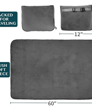 2-in-1 Reisdeken en Kussen – Coral Fleece Zachte Warme Travel Blanket