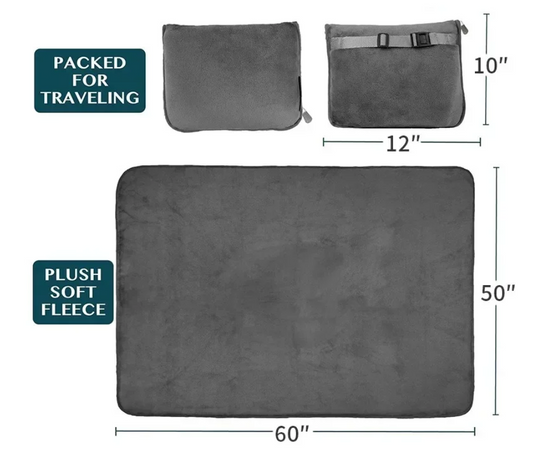 2-in-1 Reisdeken en Kussen – Coral Fleece Zachte Warme Travel Blanket