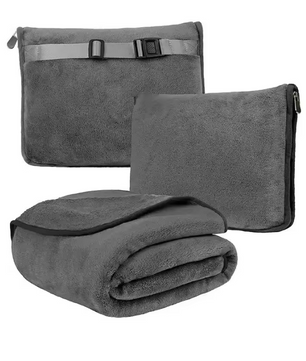 2-in-1 Reisdeken en Kussen – Coral Fleece Zachte Warme Travel Blanket