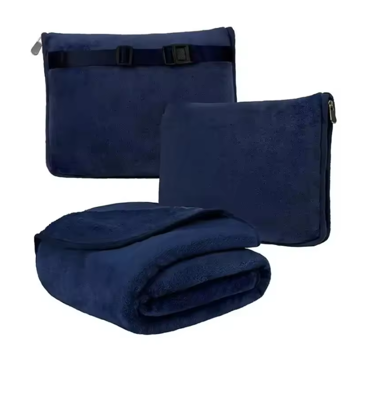 2-in-1 Reisdeken en Kussen – Coral Fleece Zachte Warme Travel Blanket