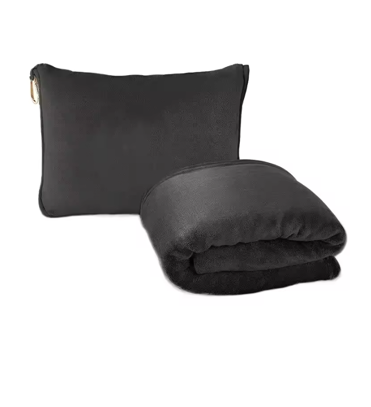 2-in-1 Reisdeken en Kussen – Coral Fleece Zachte Warme Travel Blanket