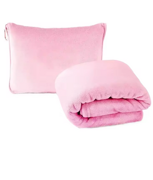 2-in-1 Reisdeken en Kussen – Coral Fleece Zachte Warme Travel Blanket