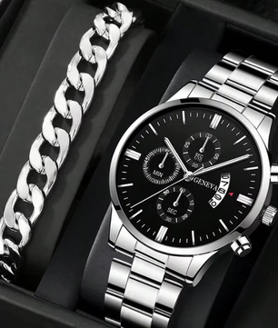 Luxe Heren Horloge – Quartz Polshorloge met Kalender en Stalen Band