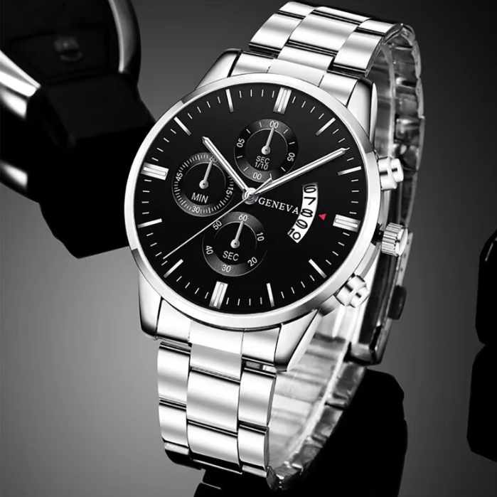Luxe Heren Horloge – Quartz Polshorloge met Kalender en Stalen Band