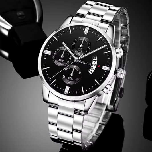 Luxe Heren Horloge – Quartz Polshorloge met Kalender en Stalen Band