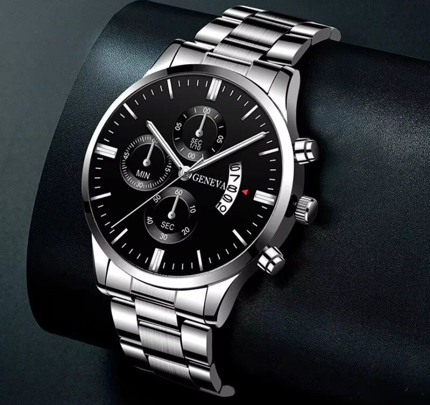 Luxe Heren Horloge – Quartz Polshorloge met Kalender en Stalen Band