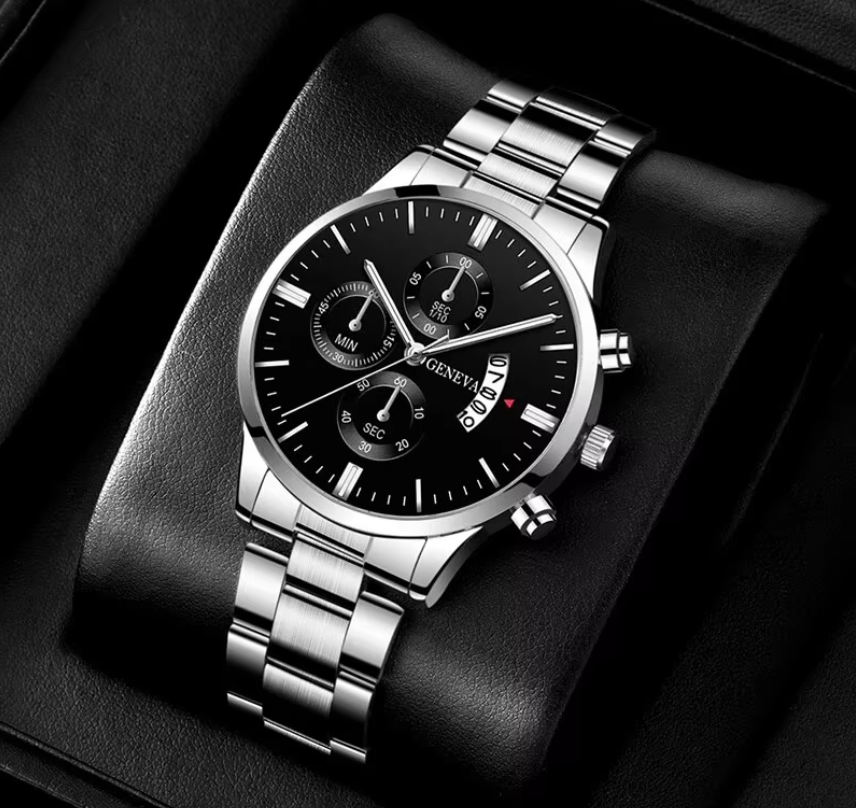 Luxe Heren Horloge – Quartz Polshorloge met Kalender en Stalen Band