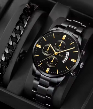 Luxe Heren Horloge – Quartz Polshorloge met Kalender en Stalen Band