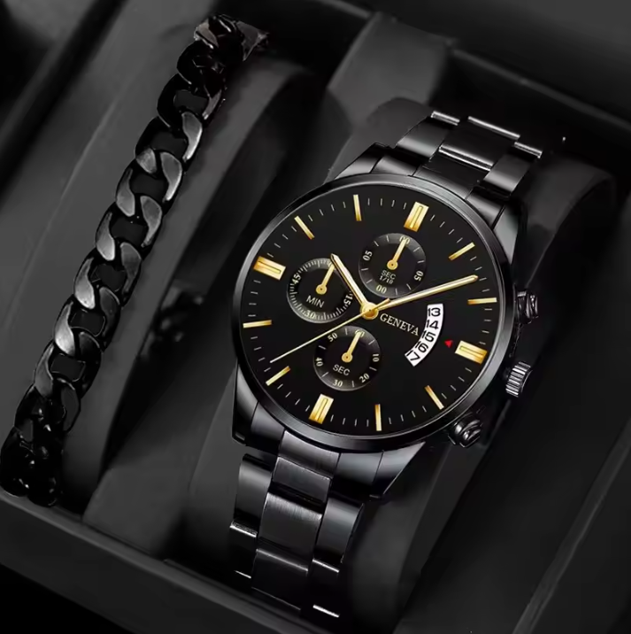 Luxe Heren Horloge – Quartz Polshorloge met Kalender en Stalen Band