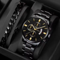 Luxe Heren Horloge – Quartz Polshorloge met Kalender en Stalen Band