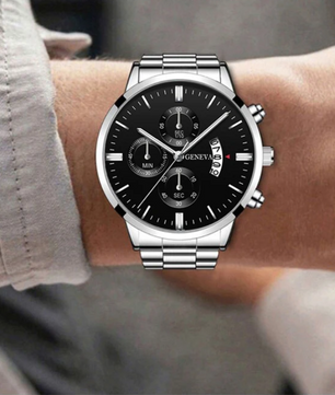 Luxe Heren Horloge – Quartz Polshorloge met Kalender en Stalen Band