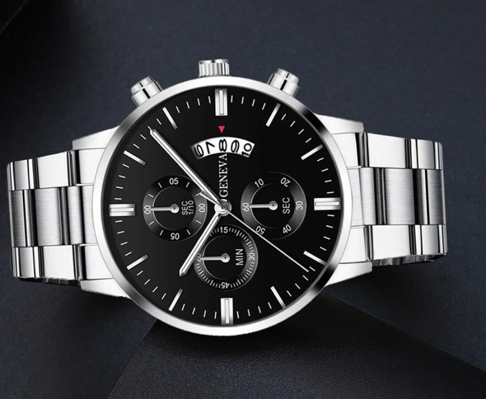 Luxe Heren Horloge – Quartz Polshorloge met Kalender en Stalen Band