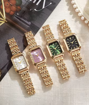 Luxe Dames Horloge – Vierkant Quartz met Stalen Band