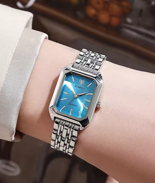 Luxe Dames Horloge – Vierkant Quartz met Stalen Band