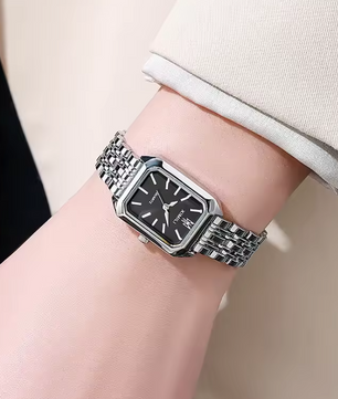 Luxe Dames Horloge – Vierkant Quartz met Stalen Band