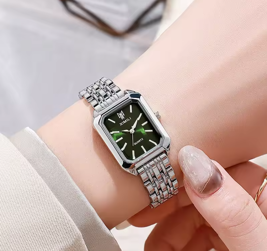 Luxe Dames Horloge – Vierkant Quartz met Stalen Band