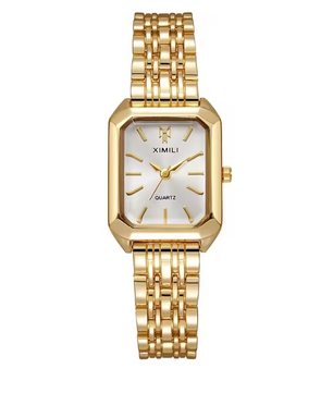 Luxe Dames Horloge – Vierkant Quartz met Stalen Band