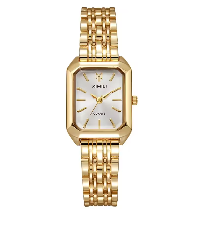 Luxe Dames Horloge – Vierkant Quartz met Stalen Band