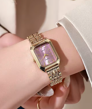 Luxe Dames Horloge – Vierkant Quartz met Stalen Band
