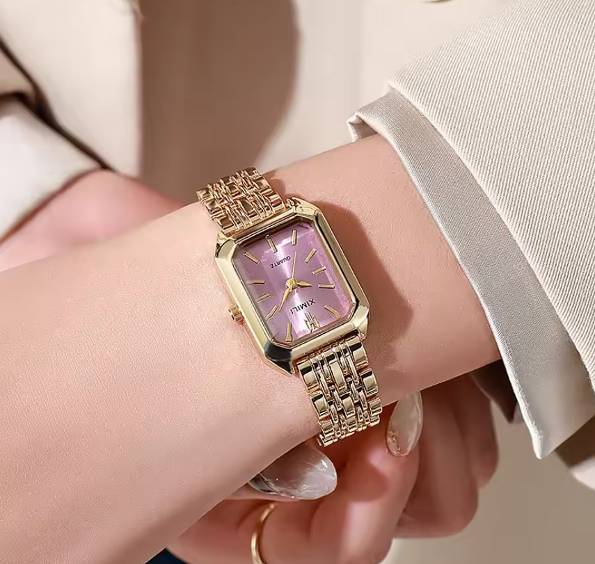 Luxe Dames Horloge – Vierkant Quartz met Stalen Band