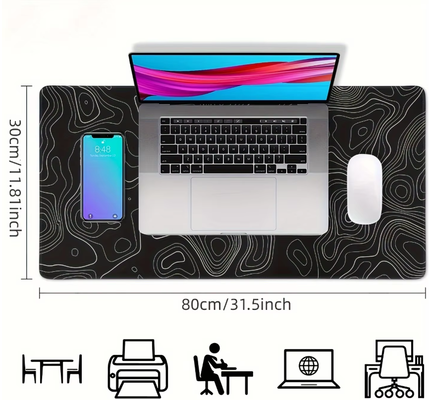 Grote Gaming Muismat – Bureau Mat met Antislip Rubber en Gestikte Randen