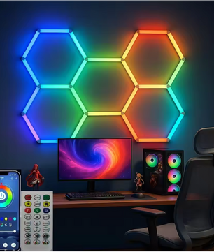 RGB Hexagon LED Plafondlamp – Smart Verlichting met App