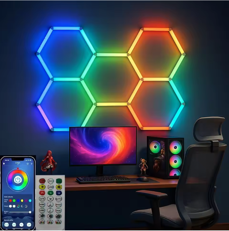 RGB Hexagon LED Plafondlamp – Smart Verlichting met App