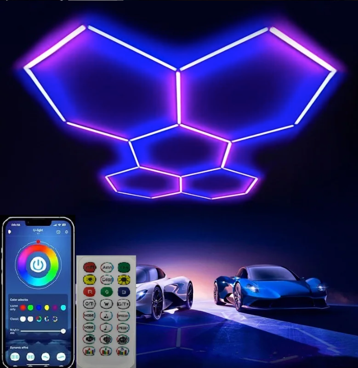 RGB Hexagon LED Plafondlamp – Smart Verlichting met App