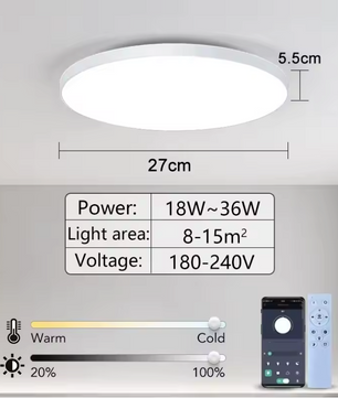 Smart LED Plafondlamp – Dimbaar met App en Afstandsbediening