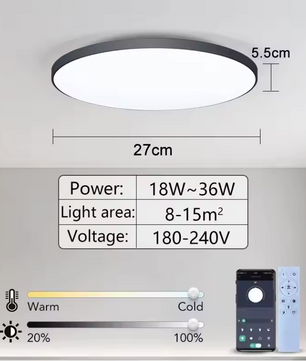 Smart LED Plafondlamp – Dimbaar met App en Afstandsbediening