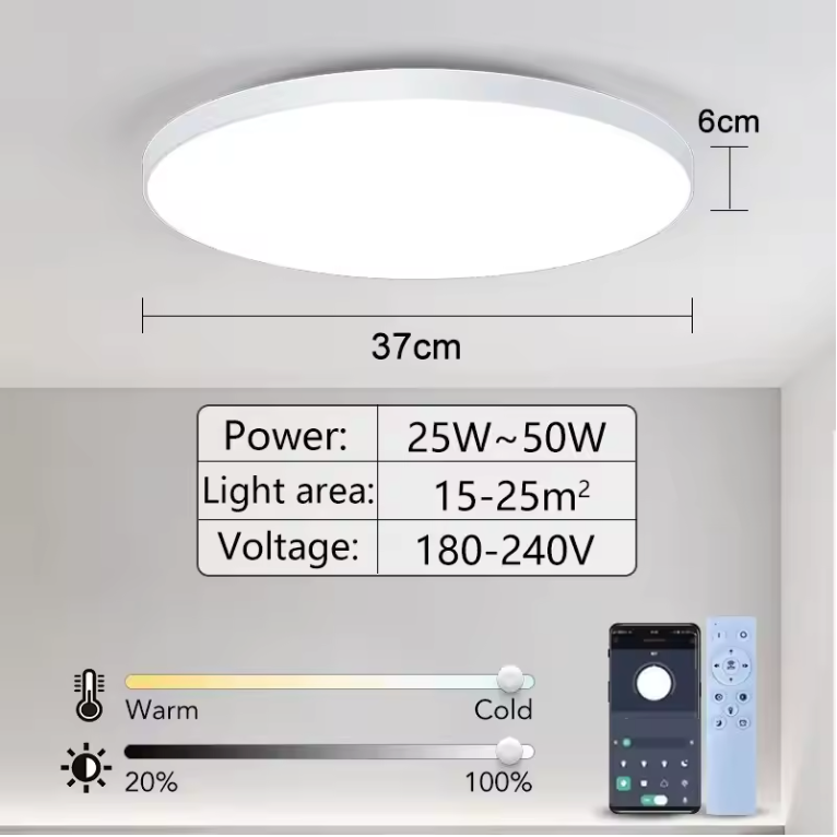 Smart LED Plafondlamp – Dimbaar met App en Afstandsbediening