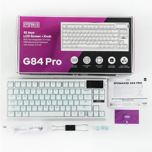 Mechanisch Toetsenbord 80% – Draadloos/Bluetooth/2.4GHz, Hot-Swap en Glazen Display met Knop