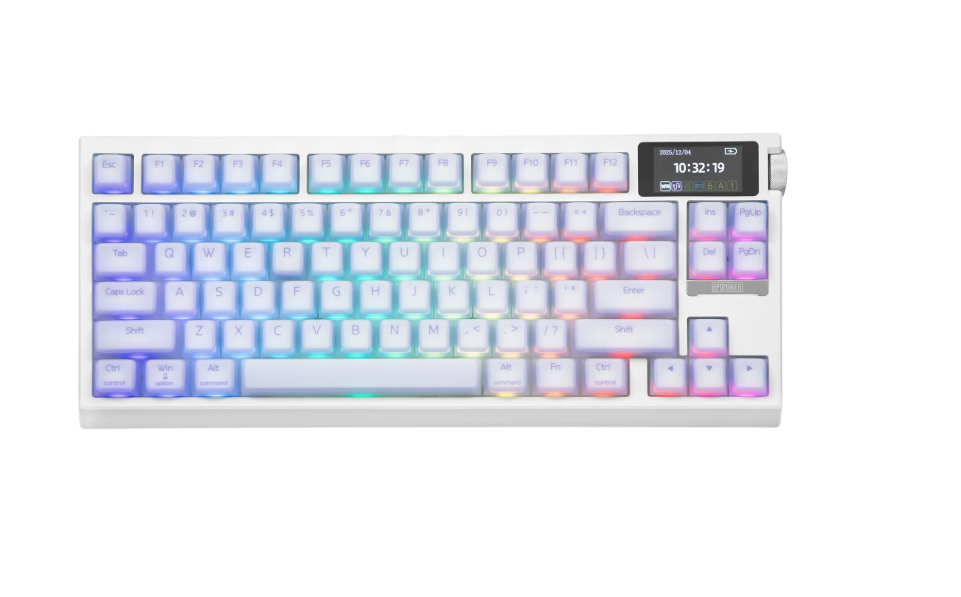Mechanisch Toetsenbord 80% – Draadloos/Bluetooth/2.4GHz, Hot-Swap en Glazen Display met Knop