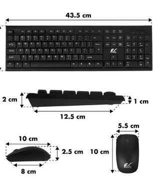 Draadloos Toetsenbord en Muis Set – QWERTY met Numeriek Toetsenblok, 2.4GHz Plug en Play